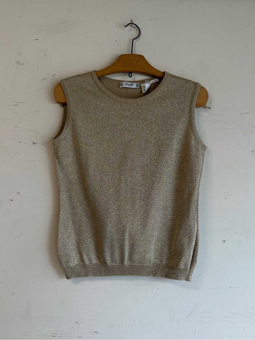 Vintage Celine gold metallic knit sleeveless top